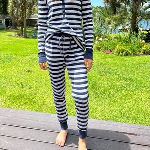 Hanna Andersson Navy and White Striped Pajama Set